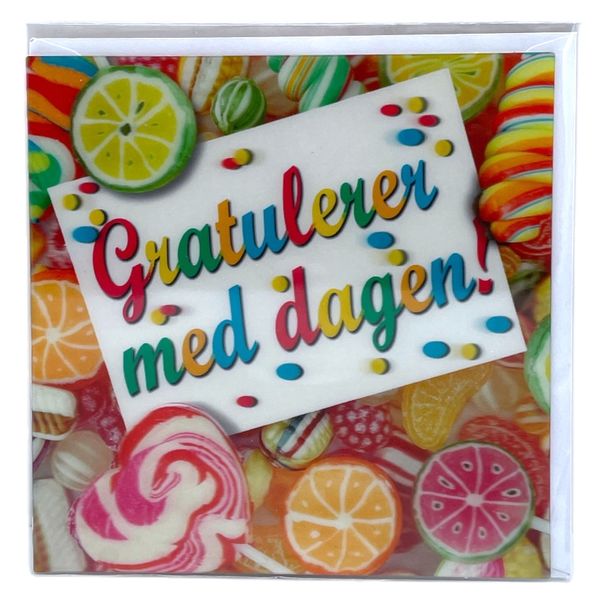 Bilde av Bursdagkort, Gratulerer med dagen (med godteri) 3D